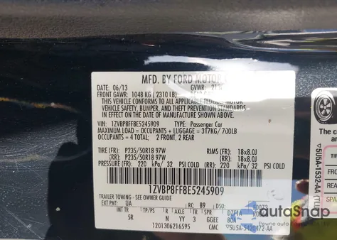 2014 Ford Mustang Gt Premium из США, поврежденный, VIN 1ZVBP8FF8E5245909